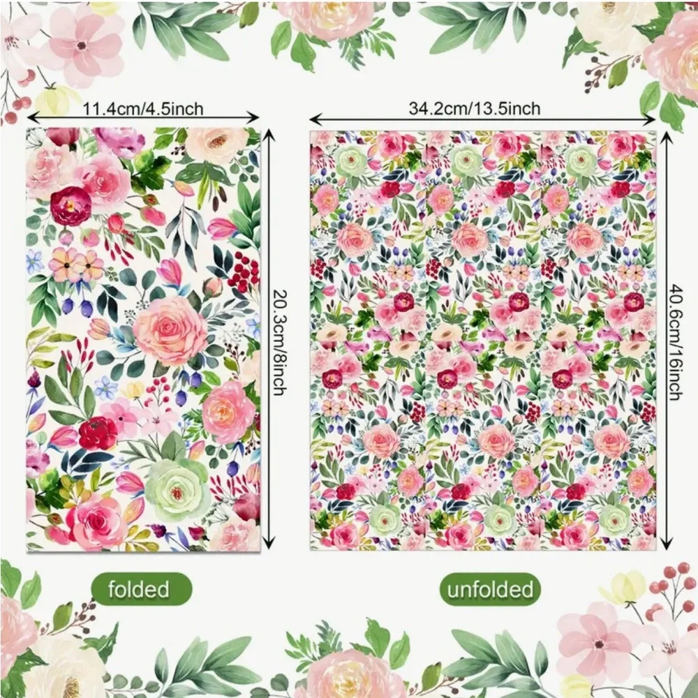 Two (2) INDIVIDUAL Colorful Rose Floral Decoupage Napkins Guest Towels